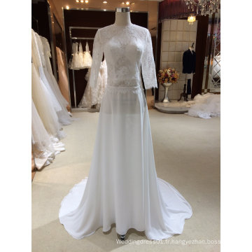 Une ligne de robes de mariée en mousseline de soie avec demi manches